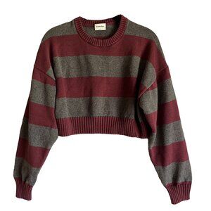 Aritzia, Sunday Best, Peggy Cropped Sweater, Gray and Maroon